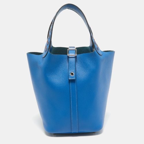 Hermes Bleu Zellige/Bleu Encre/Rouge Epsom Leather Picotin Lock Tressage 18 Bag - Hermes - Modalova