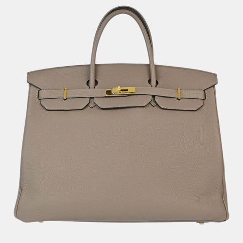 Hermes Tourterelle Gray Taurillon Clemence Birkin 40 Handbag - Hermes - Modalova