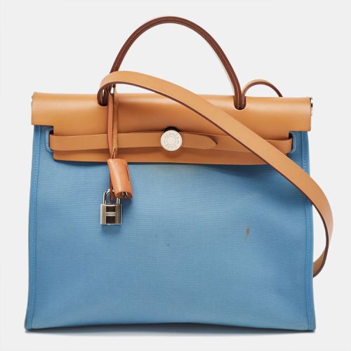 Hermes Bleu Izmir/Natural Toile and Vache Hunter Herbag Zip 31 Bag - Hermes - Modalova