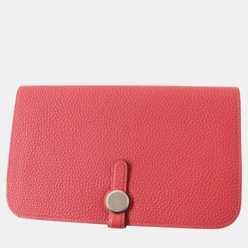 Hermes Dogon GM Long Wallet Coin Pocket Red Leather - Hermes - Modalova