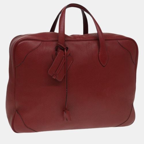 Hermes Burgundy Leather Victoria Top Handle Bag - Hermes - Modalova