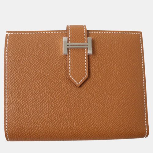 Hermes Bearn Compact Wallet Epsom Gold Leather - Hermes - Modalova