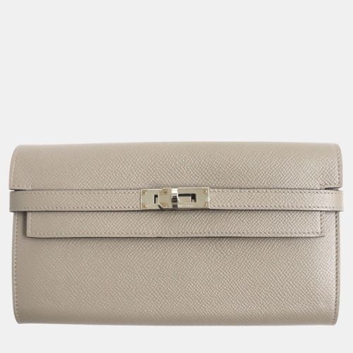 Hermes Kelly Wallet Epsom Leather Gris Asphalt Grey Leather - Hermes - Modalova