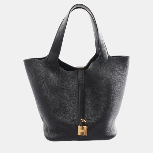 Hermes Picotin Lock MM Handbag Black Black Leather - Hermes - Modalova