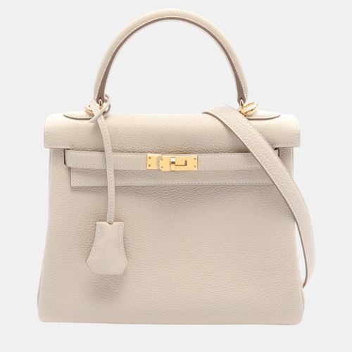 Hermes Kelly 25 Togo Handbag White Leather - Hermes - Modalova