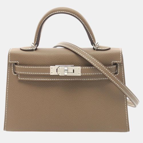 Hermes Mini Kelly 2 Etoupe Handbag Brown Leather - Hermes - Modalova