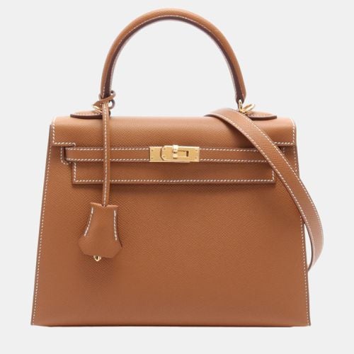 Hermes Kelly 25 Gold Handbag Brown Leather - Hermes - Modalova