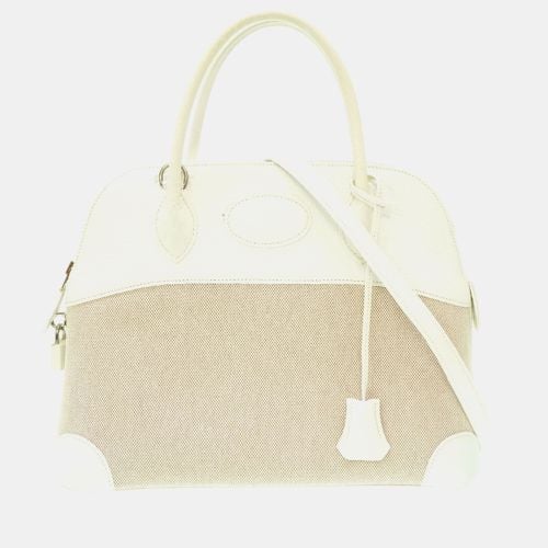 Hermes White Toile Ash Taurillon Clemence Bolide 31 Handbag - Hermes - Modalova