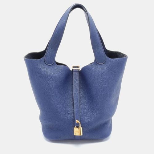 Hermes Blue Navy Taurillon Clemence Picotin Lock MM Handbag - Hermes - Modalova