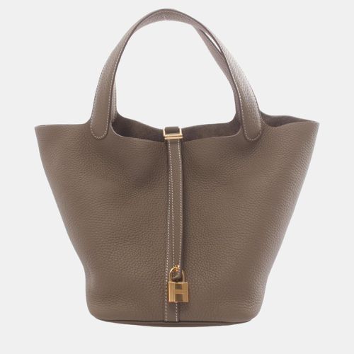 Hermes Beige Taurillon Clemence Picotin Lock MM Handbag - Hermes - Modalova