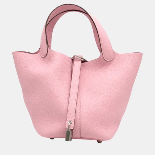 Hermes Pink Leather Taurillon Clemence Picotin Lock PM Handbag - Hermes - Modalova