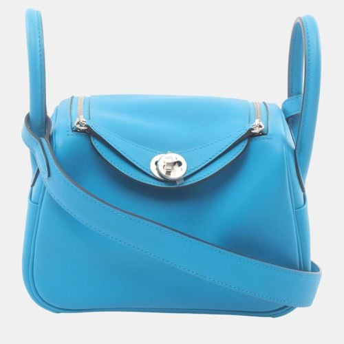 Hermes Lindy Blue Frida Swift Leather Shoulder Bag - Hermes - Modalova