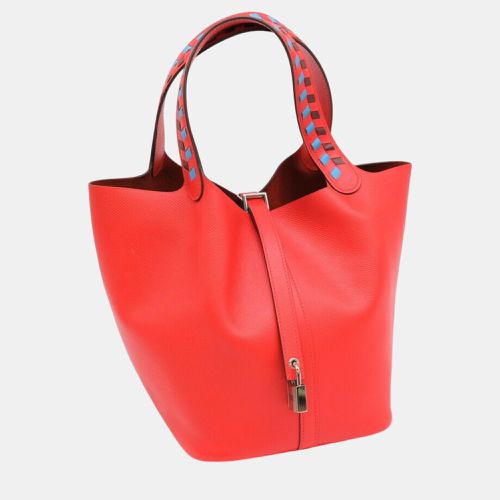 Hermes Rouge du Coeur Red Epson Leather Picotin Lock MM Trace de Cuir Handbag - Hermes - Modalova