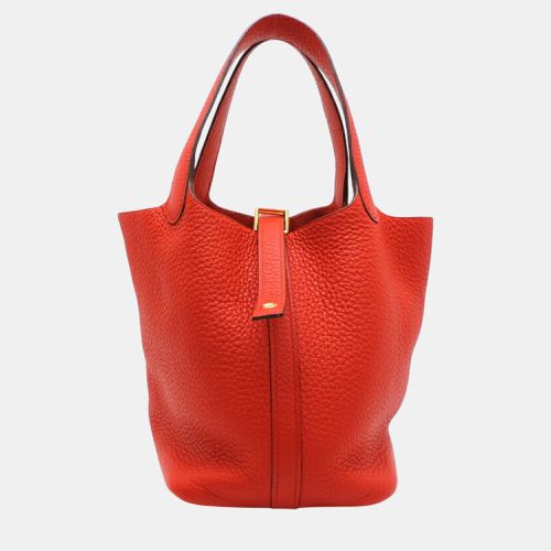 Hermes Rouge Casac Taurillon Clemence Picotin Lock PM Handbag - Hermes - Modalova