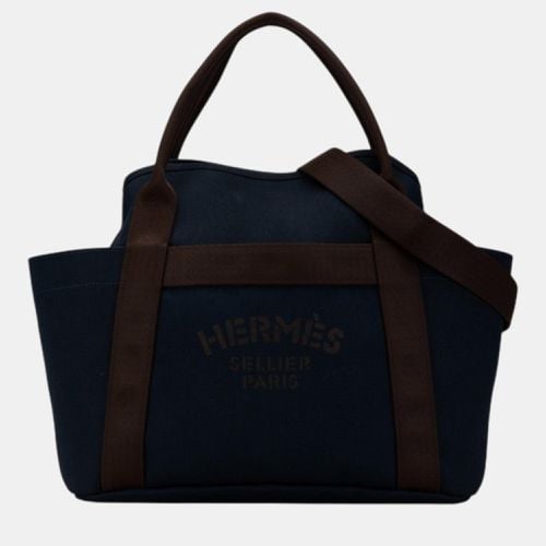 Hermes Canvas Leather Tote Bag Blue Canvas - Hermes - Modalova