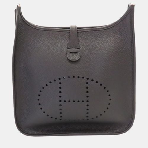 Hermes Evelyne 3 PM Noir Shoulder Bag Grey Leather - Hermes - Modalova