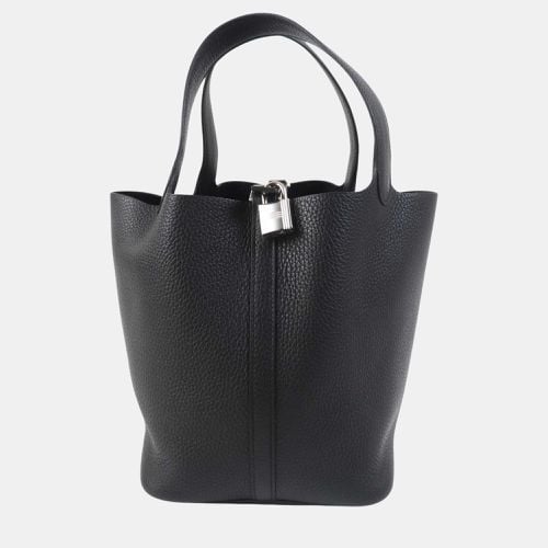 Hermes Picotan Lock MM Clemence Handbag Black Leather - Hermes - Modalova