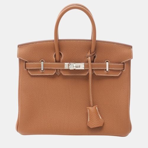 Hermes Birkin 25 Gold Handbag Brown Brown Leather - Hermes - Modalova