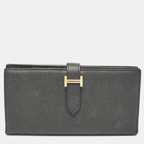 Hermes Black Epsom Leather Gold Finish Bearn Wallet - Hermes - Modalova