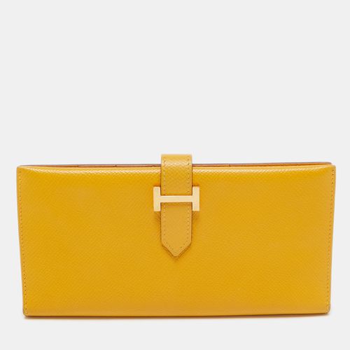 Hermes Jaune Epsom Leather Bearn Gusset Wallet - Hermes - Modalova