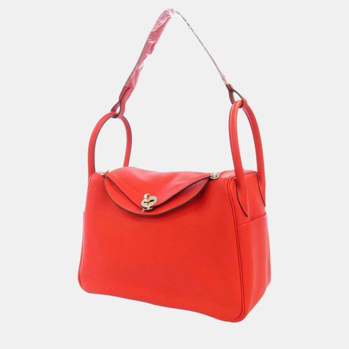 Hermes Rouge Cou Taurillon Clemence Lindy 30 handbag - Hermes - Modalova