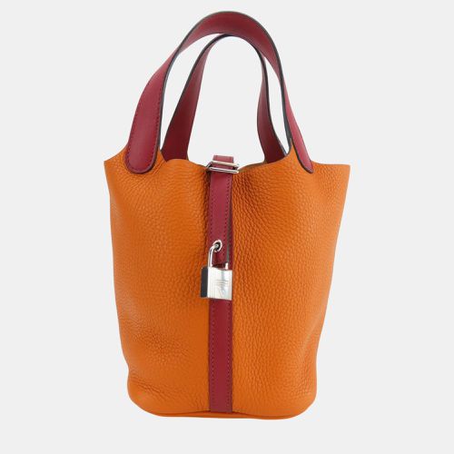 Hermes Taurillon Clemence Orange Rouge Grenat Picotin Lock 18 PM Handbag - Hermes - Modalova