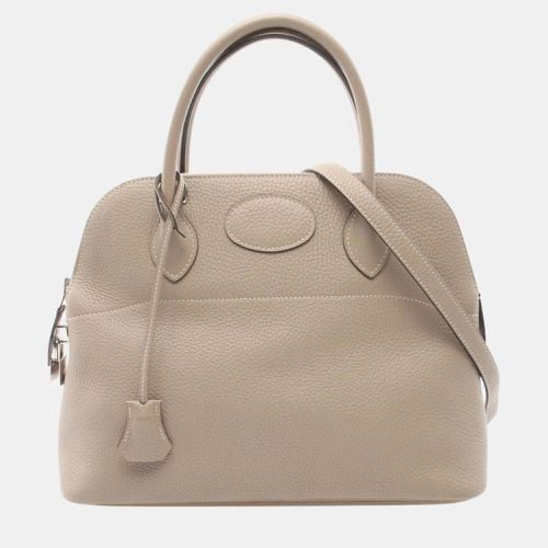 Hermes Taurillon Clemence Beige Bolide 31 Tourtiere Grey Handbag - Hermes - Modalova