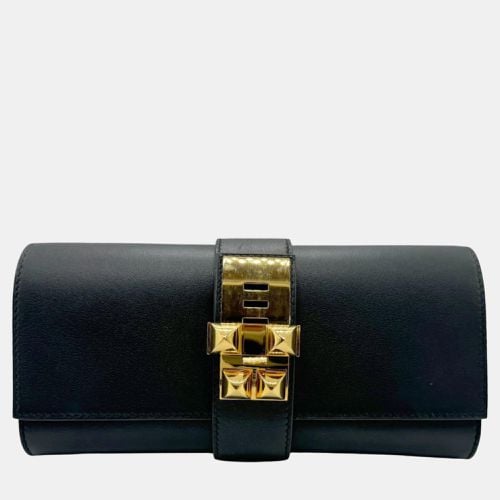 Hermes Swift Leather Black Gold Medor Clutch Bag PM - Hermes - Modalova