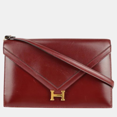 Hermes Box Calf Rouge Ash Bordeaux Liddy Clutch Vintage Shoulder Bag - Hermes - Modalova