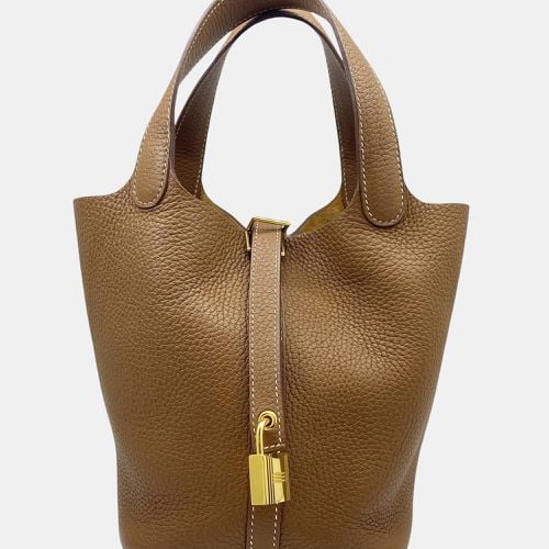 Hermes Gold Brown Clece Picotin Lock PM Taurillon Handbag - Hermes - Modalova