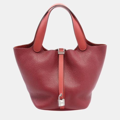 Hermes Rouge H Brick Bordeaux Taurillon Clece Picotin Lock Touch MM Handbag - Hermes - Modalova