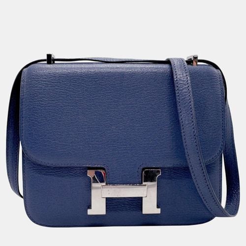 Hermes Chevre Mysore Blue Brighton Silver Constance Shoulder Bag - Hermes - Modalova