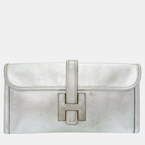 Hermes Jige Athens Chevre Silver H Stamp Clutch Bag - Hermes - Modalova