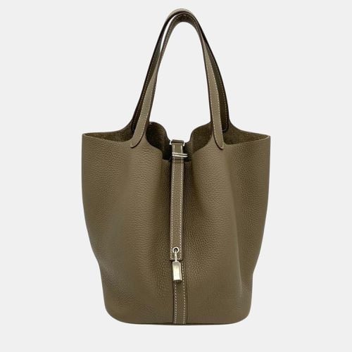 Hermes Taurillon Clece Refined Etoupe Greige Beige Picotin Lock MM Handbag - Hermes - Modalova