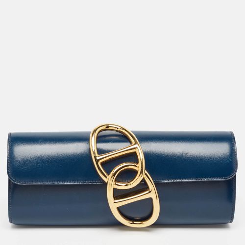 Hermes Bleu de Prusse Tadelakt Leather Egee Clutch - Hermes - Modalova