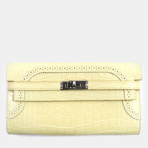 Hermes Kelly Wallet Long Gillies Alligator White Leather - Hermes - Modalova