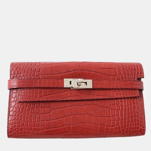 Hermes Alligator Burgundy Red Kelly Wallet - Hermes - Modalova