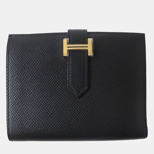 Hermes Black Leather Bearn Compact Epsom Leather Wallet - Hermes - Modalova