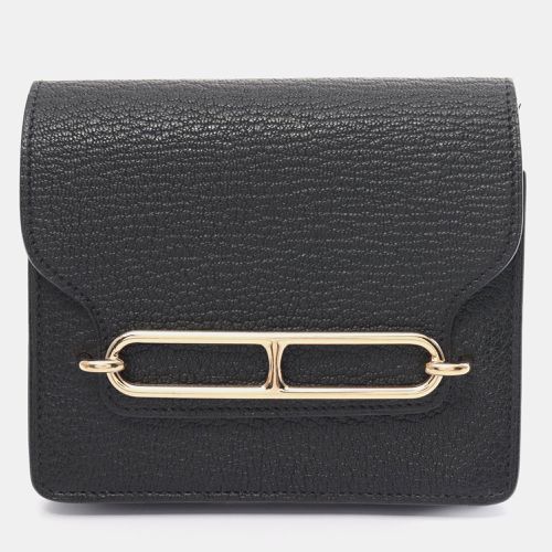 Hermes Chevre Slim Bifold Wallet Black Black Leather - Hermes - Modalova