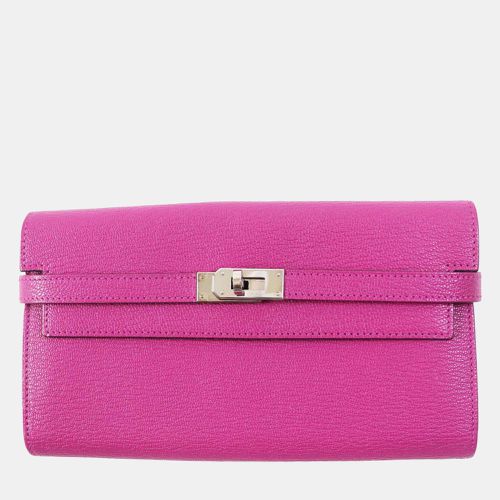 Hermes Kelly Wallet Rose Purple Silver Purple Leather - Hermes - Modalova