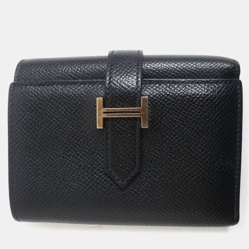 Hermes Black Leather Bearn Mini Wallet - Hermes - Modalova