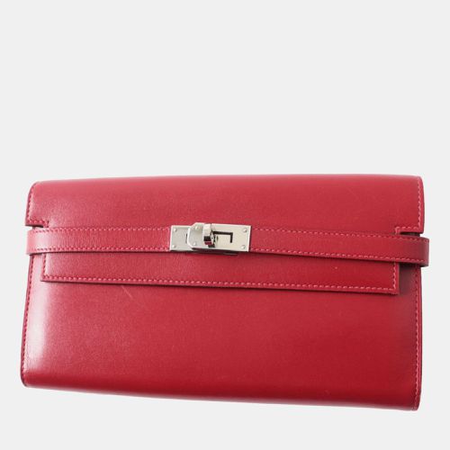 Hermes Kelly Wallet Box Calf Rouge Grenat Red Leather - Hermes - Modalova