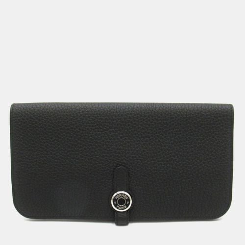 Hermes Dogon Long Bifold Wallet Leather Black Leather - Hermes - Modalova