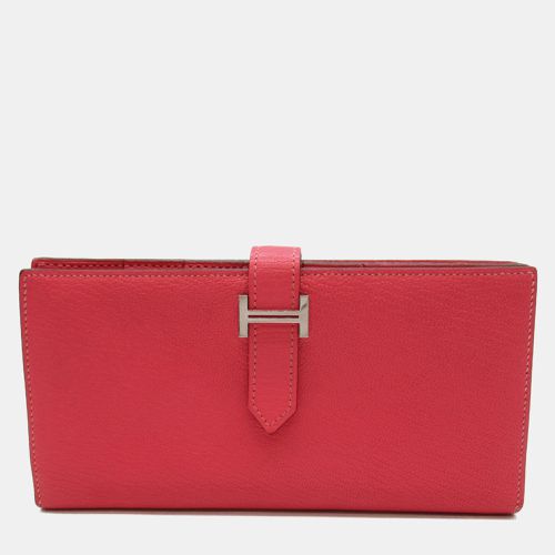 Hermes Bearn Souffle Long Wallet Pink Leather Pink Leather - Hermes - Modalova