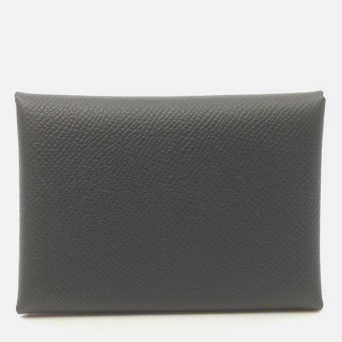 Hermes Calvi Duo Coin Case Wallet Black Black Leather - Hermes - Modalova