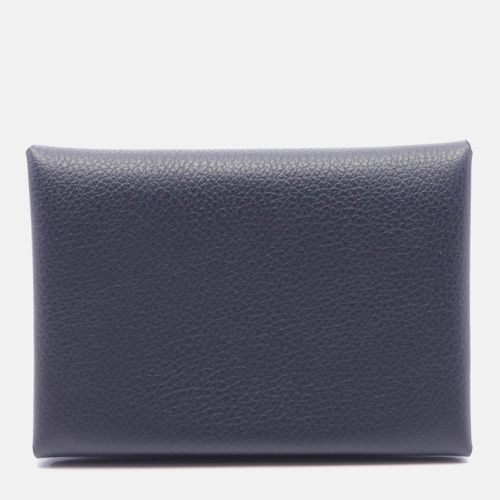 Hermes Calvi Duo Coin Case Wallet Navy Blue Others - Hermes - Modalova