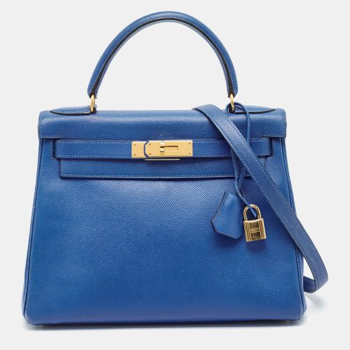 Hermes Bleu Courchevel Leather Gold Finish Kelly Retourne 28 Bag - Hermes - Modalova