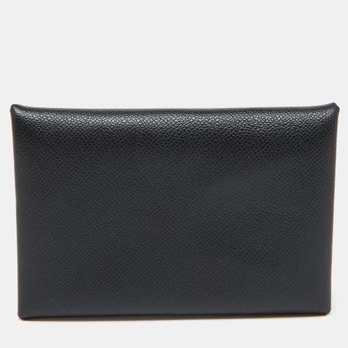 Hermes Black Madame Leather Calvi Card Holder - Hermes - Modalova