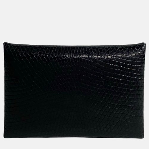 Hermes Black Leather Lizard Calvi Card Case - Hermes - Modalova