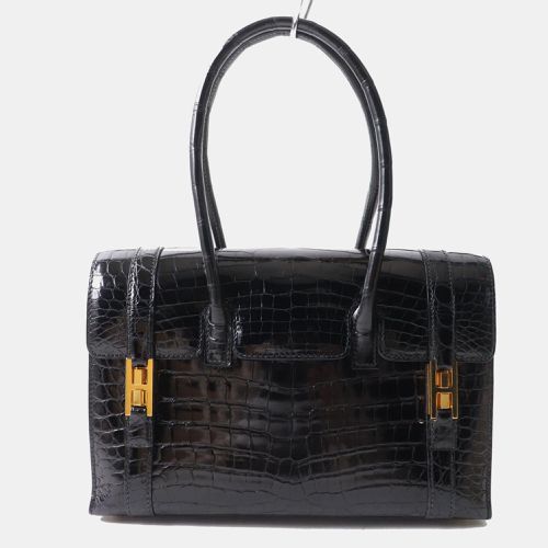 Gold Leather Drag 27 Crocodile Handbag - Hermes - Modalova